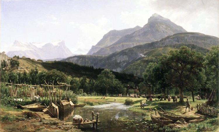 Worthington Whittredge View Near Brunnen on Lake Lucerne France oil painting art